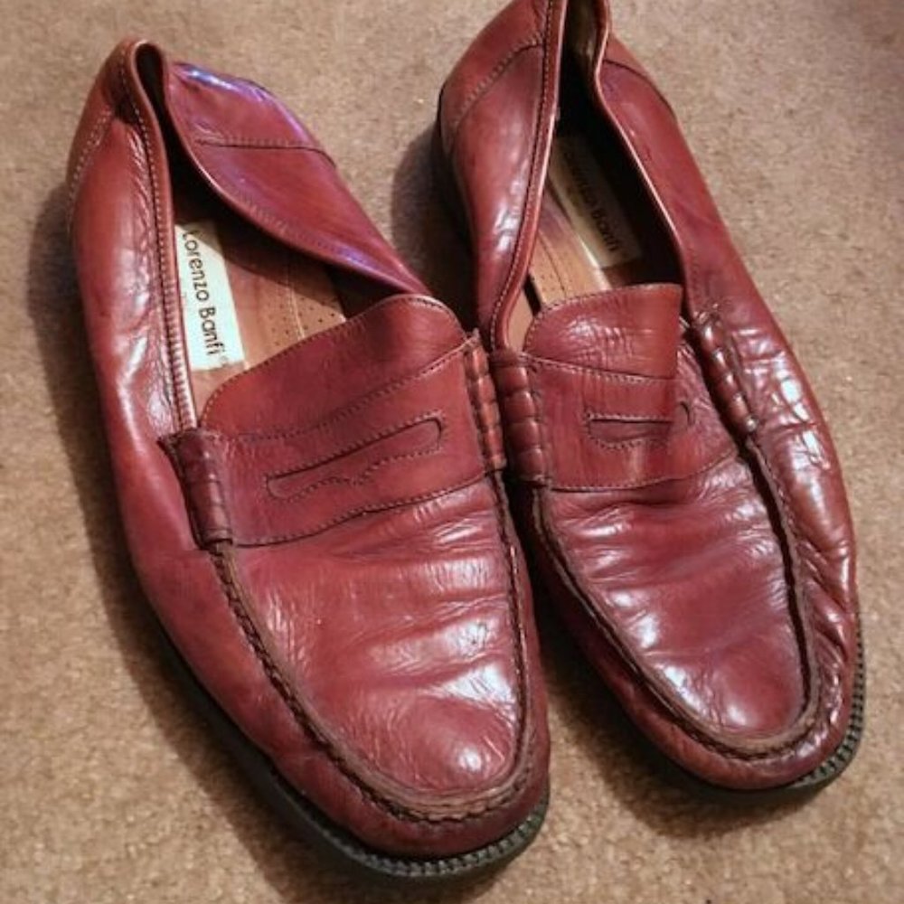 LORENZO BANFI BROWN LEATHER DRESS SHOES SIZE 9